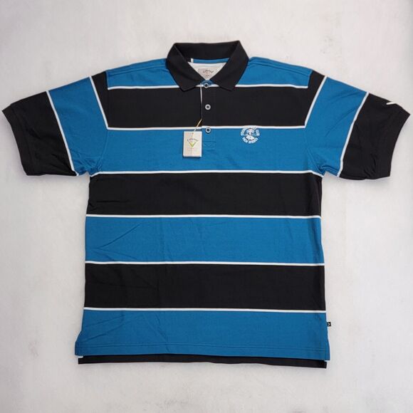 Callaway Mens Golf Polo Shirt Sz M Black Turquoise Pique Cotton Short Sleeve New - Picture 2 of 16
